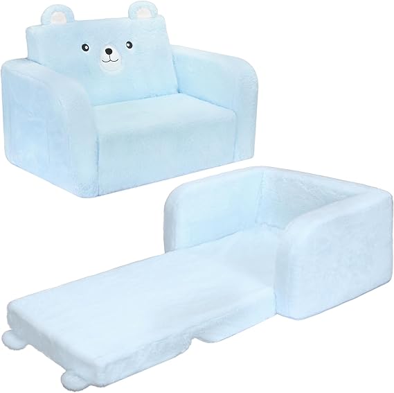 Toddler Couch, 2-in-1 Kids Sofa Fold Out, Convertible Sofa to Lounger