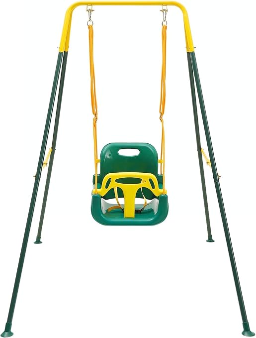 3-in-1 Toddler Swing Set with 4 Sandbags, Indoor/Outdoor Baby Swing