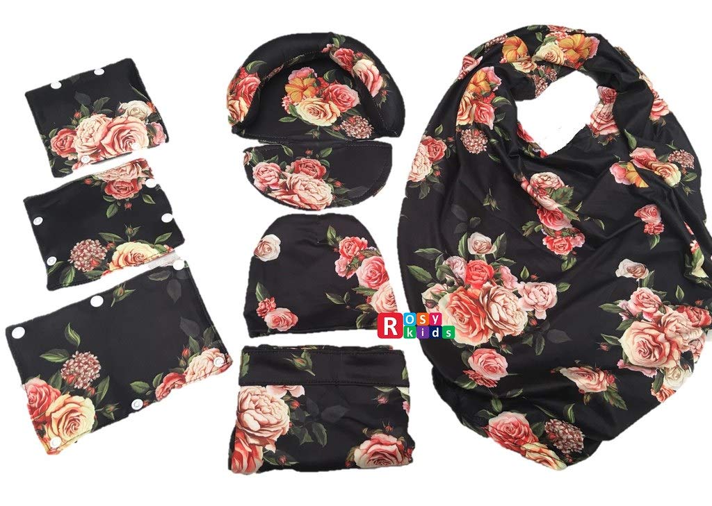 9pc Baby Boy Baby Girl Ultimate Set of Infant Car Seat Cover Canopy Headrest Blanket