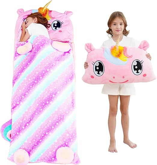 Bag with Pillow - Larger Toddler Nap Mat - Plush Cat Slumber