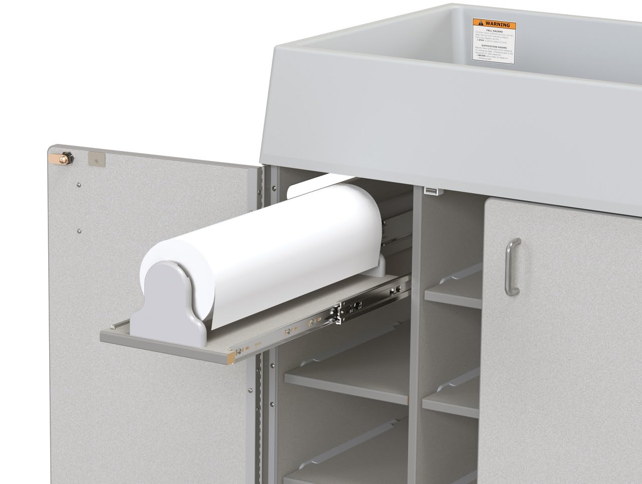 Diaper Changing Table with Pull-Out Stairs and Storage Cubbies