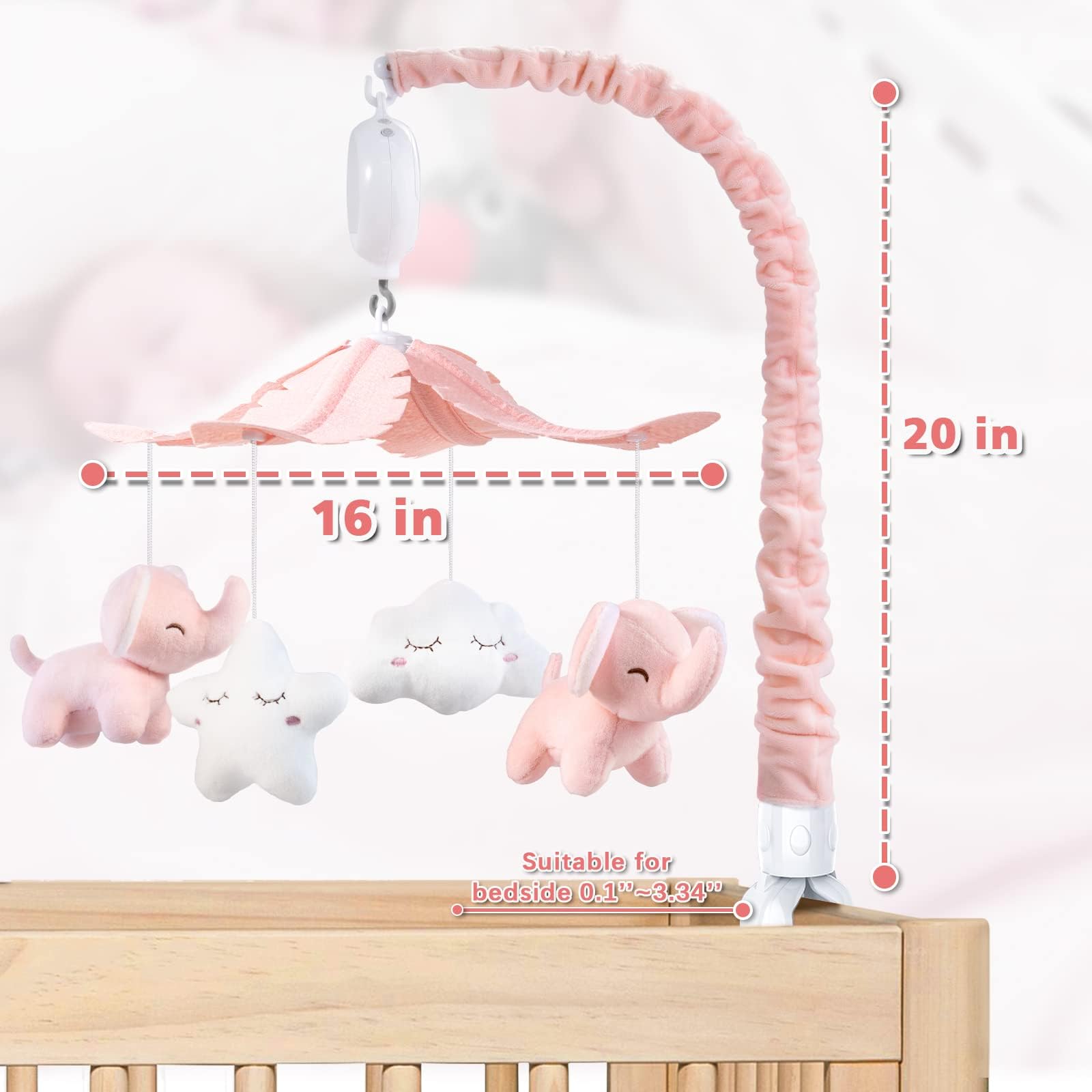 Baby Crib Mobile with Music Box and Rotating Toys
