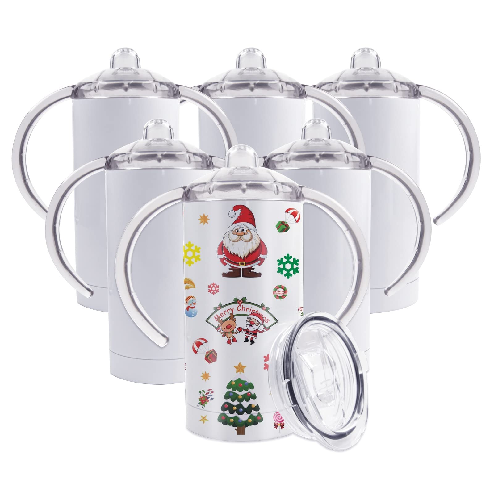 Pack 12 OZ Sublimation White Blank Straight Sippy Cup，Toddler
