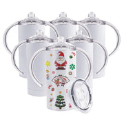 Pack 12 OZ Sublimation White Blank Straight Sippy Cup，Toddler