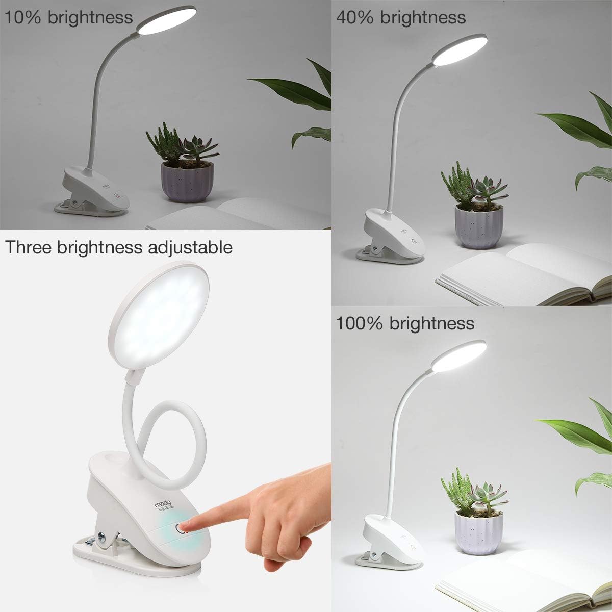 Clip on Lamp,Battery Powered Reading Light,Clamp for Bed
