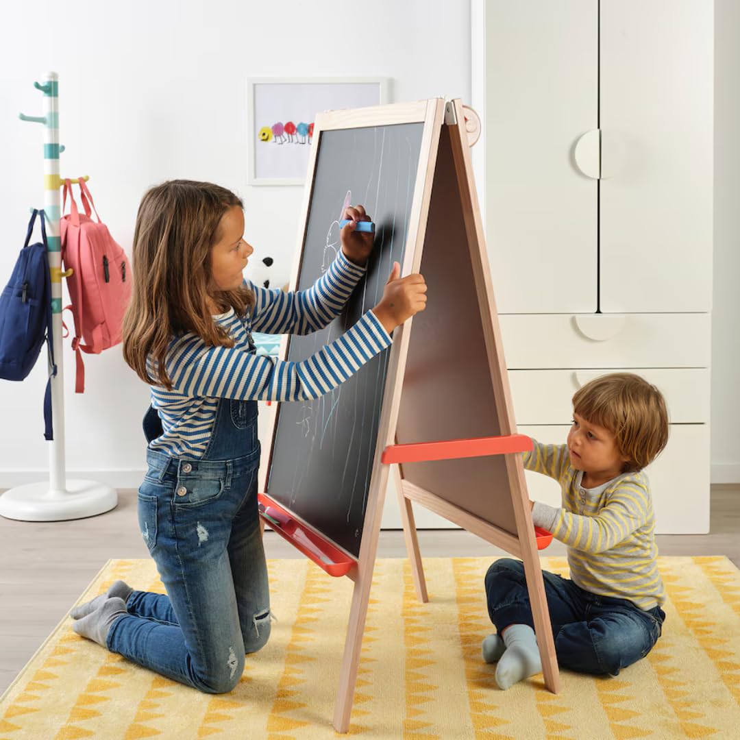Kids Art Easel with Blackboard Whiteboard Canvas Folding Portable