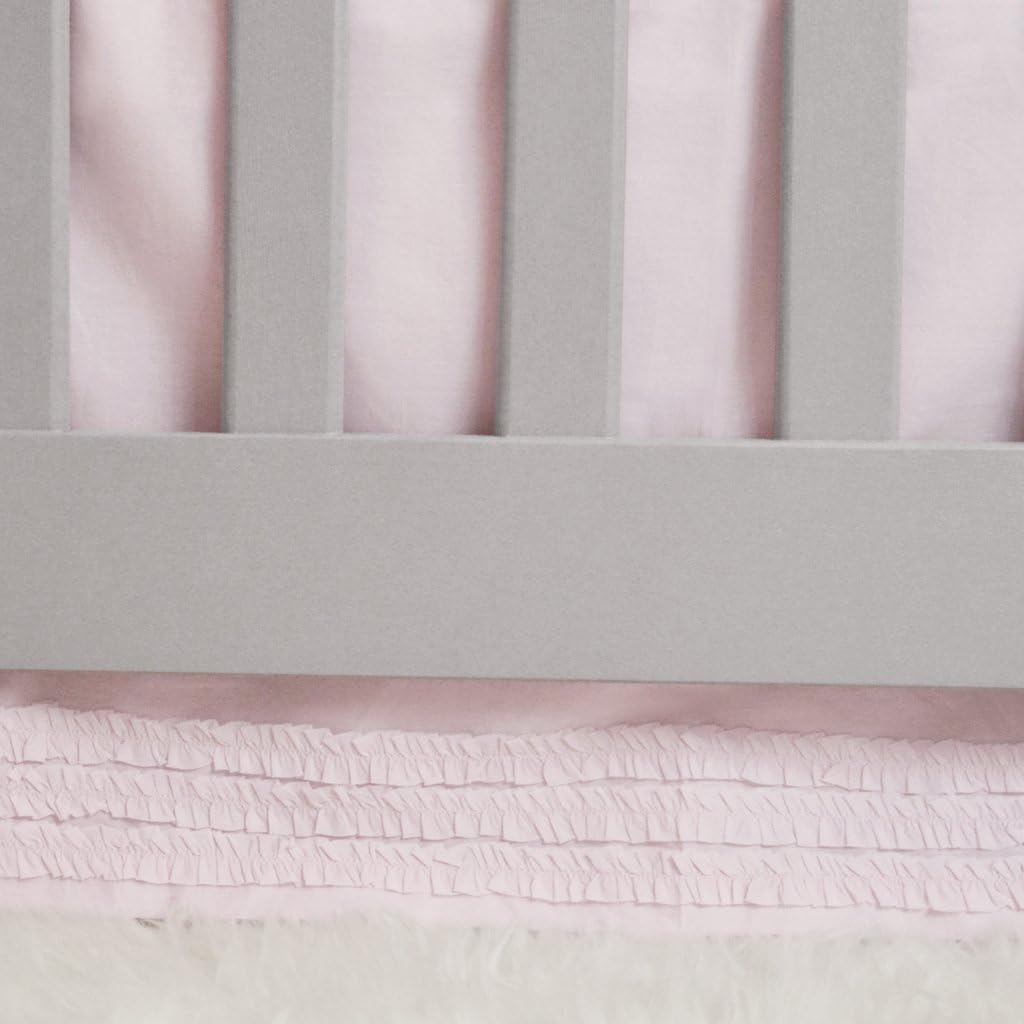 Hello Spud - Crib Skirt Petite Ruffle Pink - Cotton - 15 Inch Drop