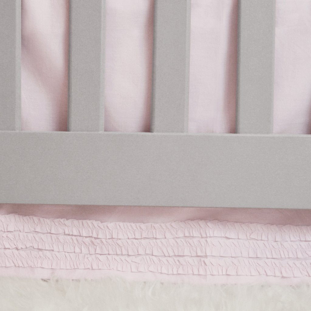 Hello Spud - Crib Skirt Petite Ruffle Pink - Cotton - 15 Inch Drop