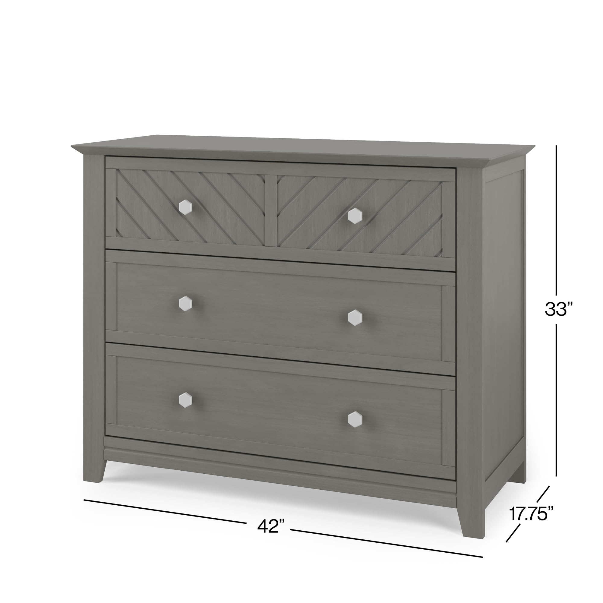 Child Craft Atwood Crib and Dresser Nursery Set, 2-Piece, Includes 4-in-1 Convertible Crib and 3-Drawer Dresser, Grows with Your Baby (Lunar Gray)