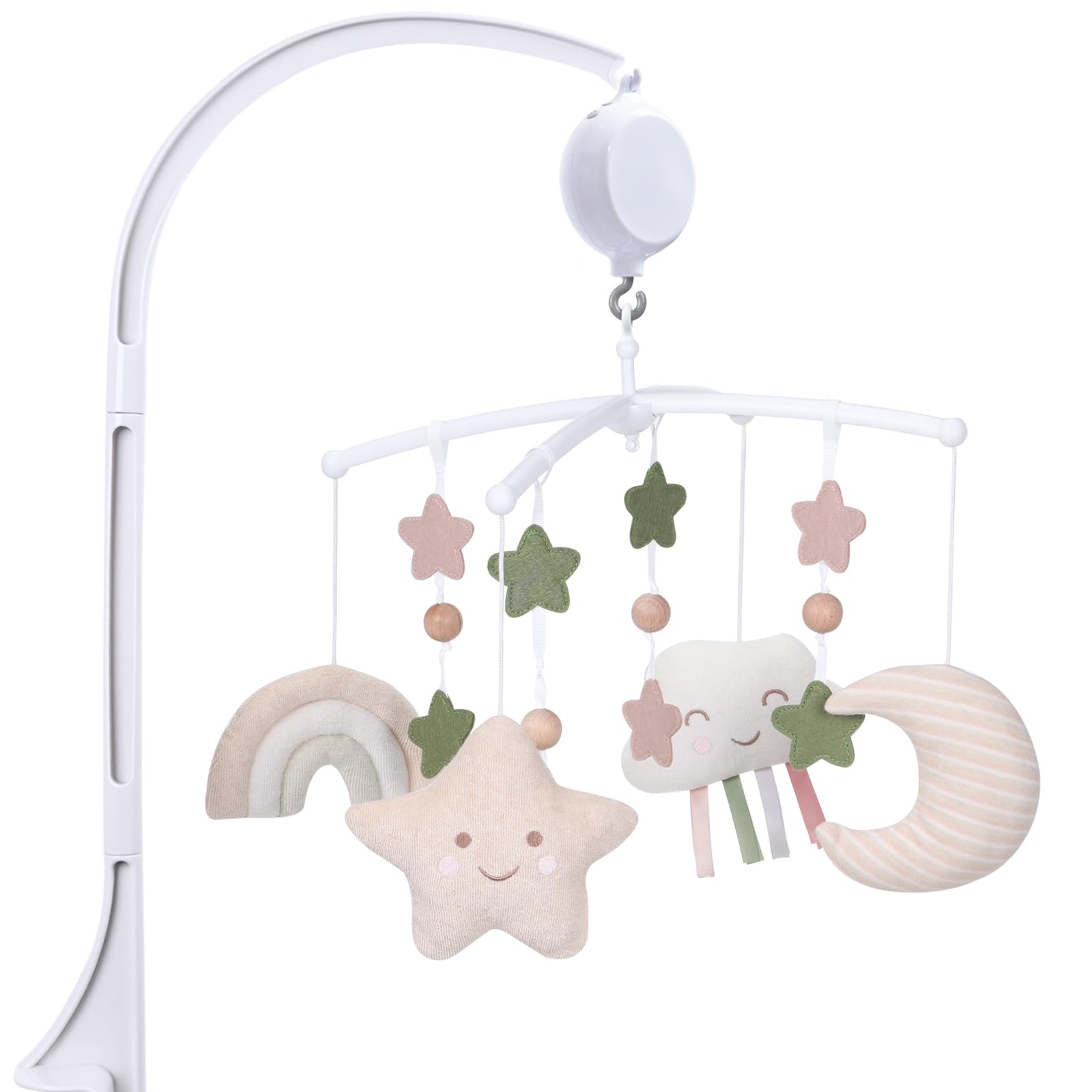 Crib Mobile 35 Lullaby Muisc, Organic Cotton Baby Mobiles for Cribs & Pack N Play