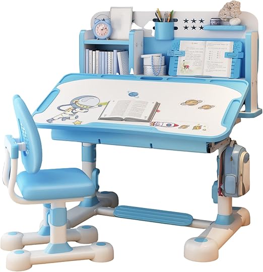 Table and Chair Set, Adjustable Art Desk Girls Desk for Bedroom