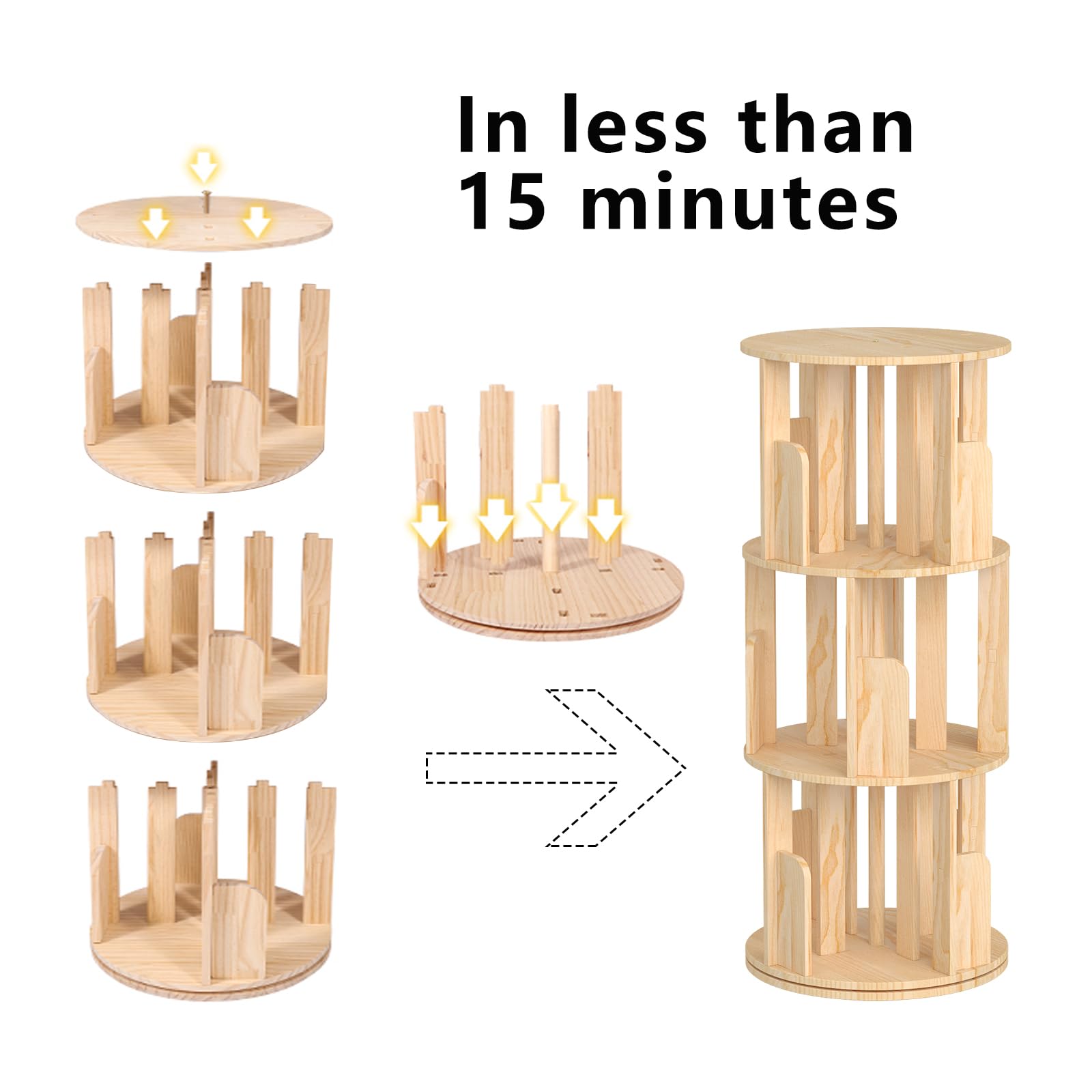 Rotating Bookshelf 360° Display Storage Rack