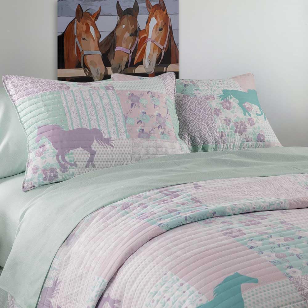 Cowgirl Princess Pony Patchwork Bedding Set Queen