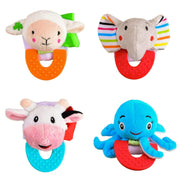 Pack of 4, Lamb, Elephant, Cow, and Octopus Combo Teether for Babies, 0-2.5yrs Baby Toys