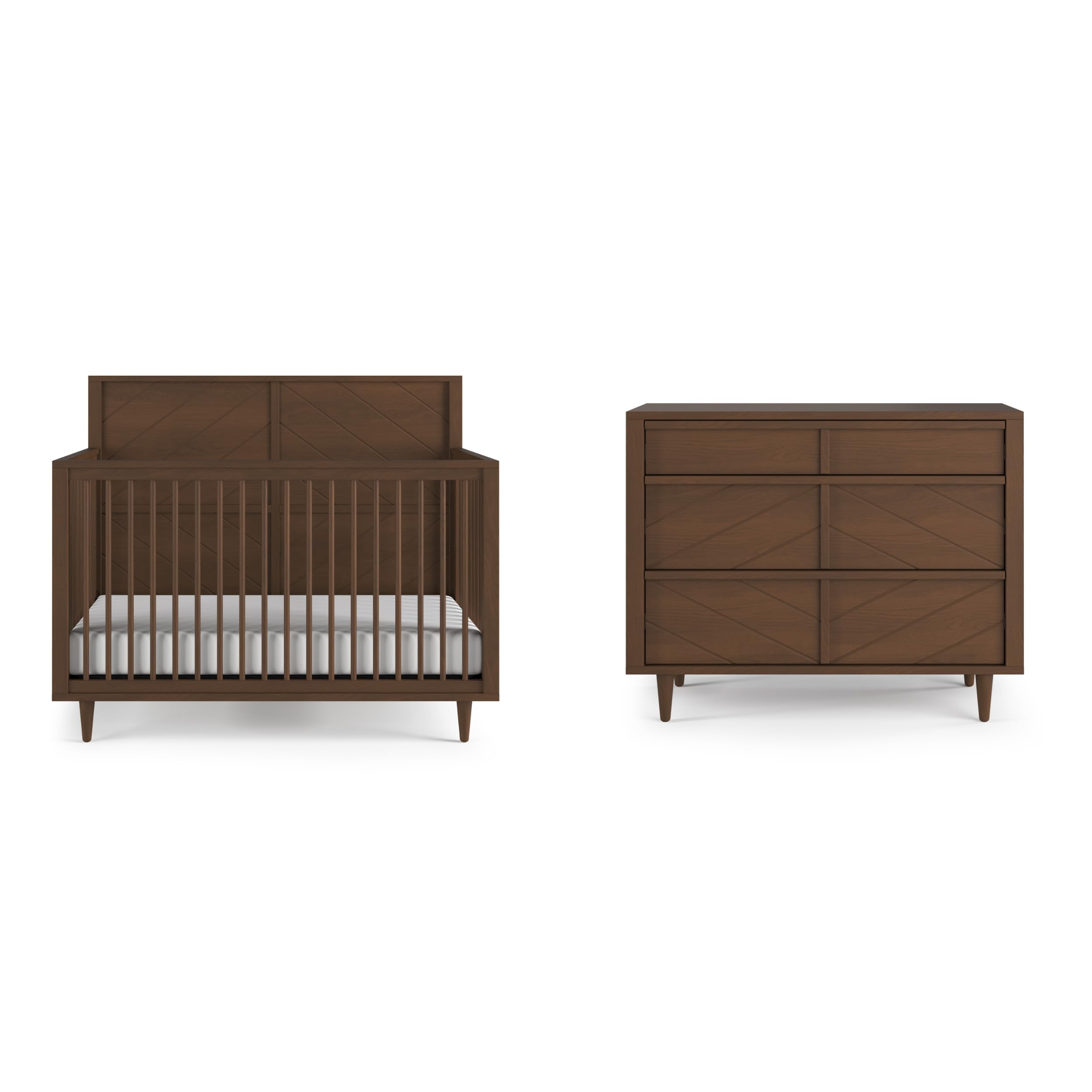 Surrey Hill Crib and Dresser Nursery Set, 2-Piece, Includes 4-in-1 Convertible