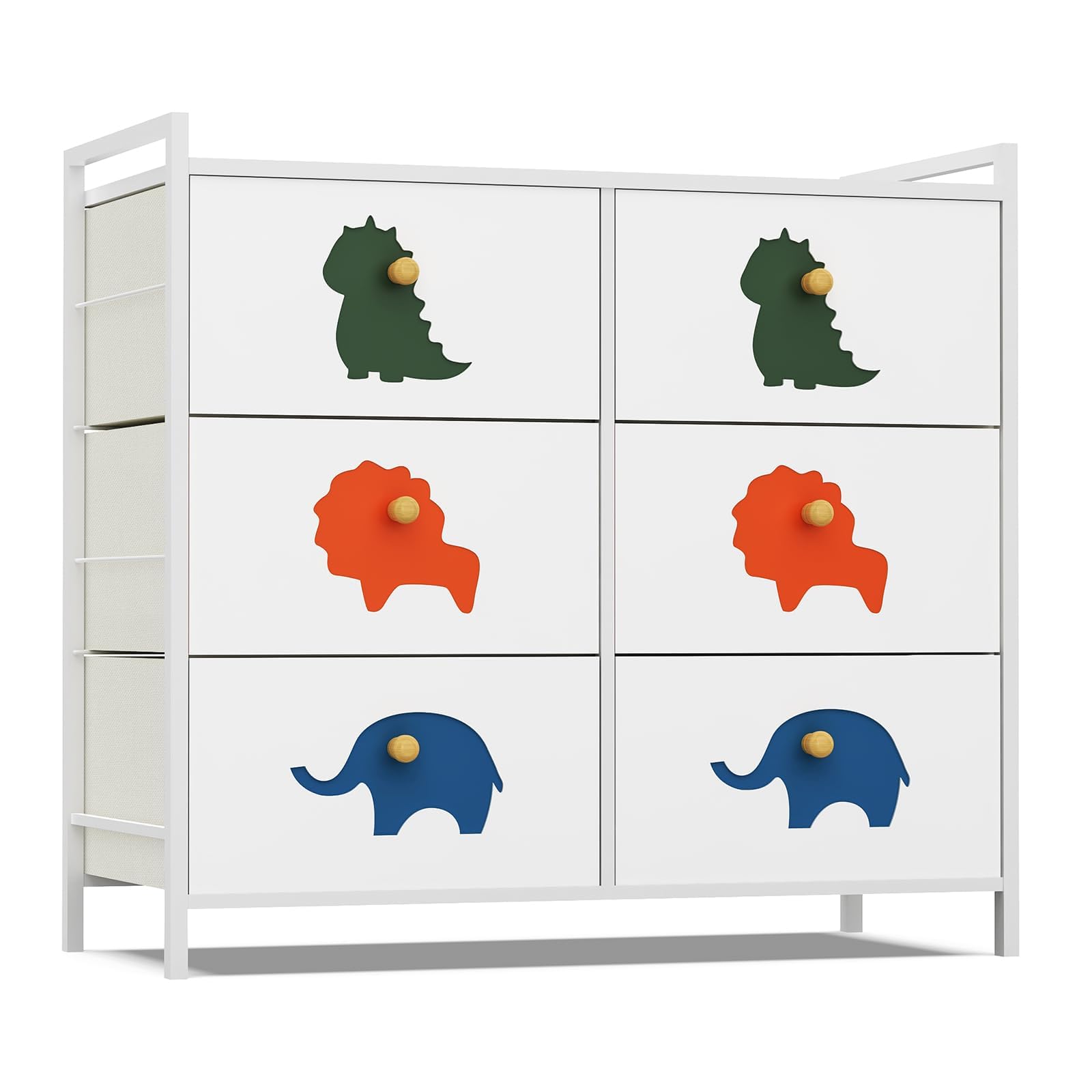 Kids Dresser for Bedroom, Baby Dresser with 6 Fabric Drawers Tall Storage Organizer