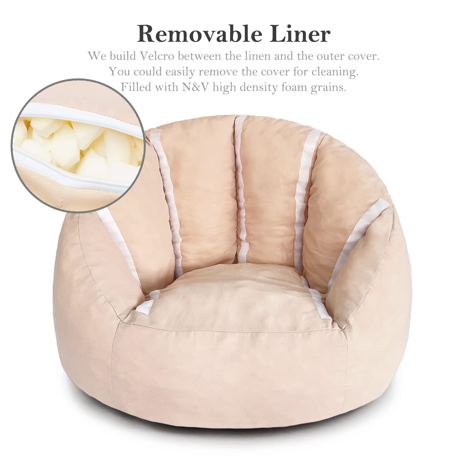 Small Faux Fur Bean Bag Chair with Foam Filling - Blue