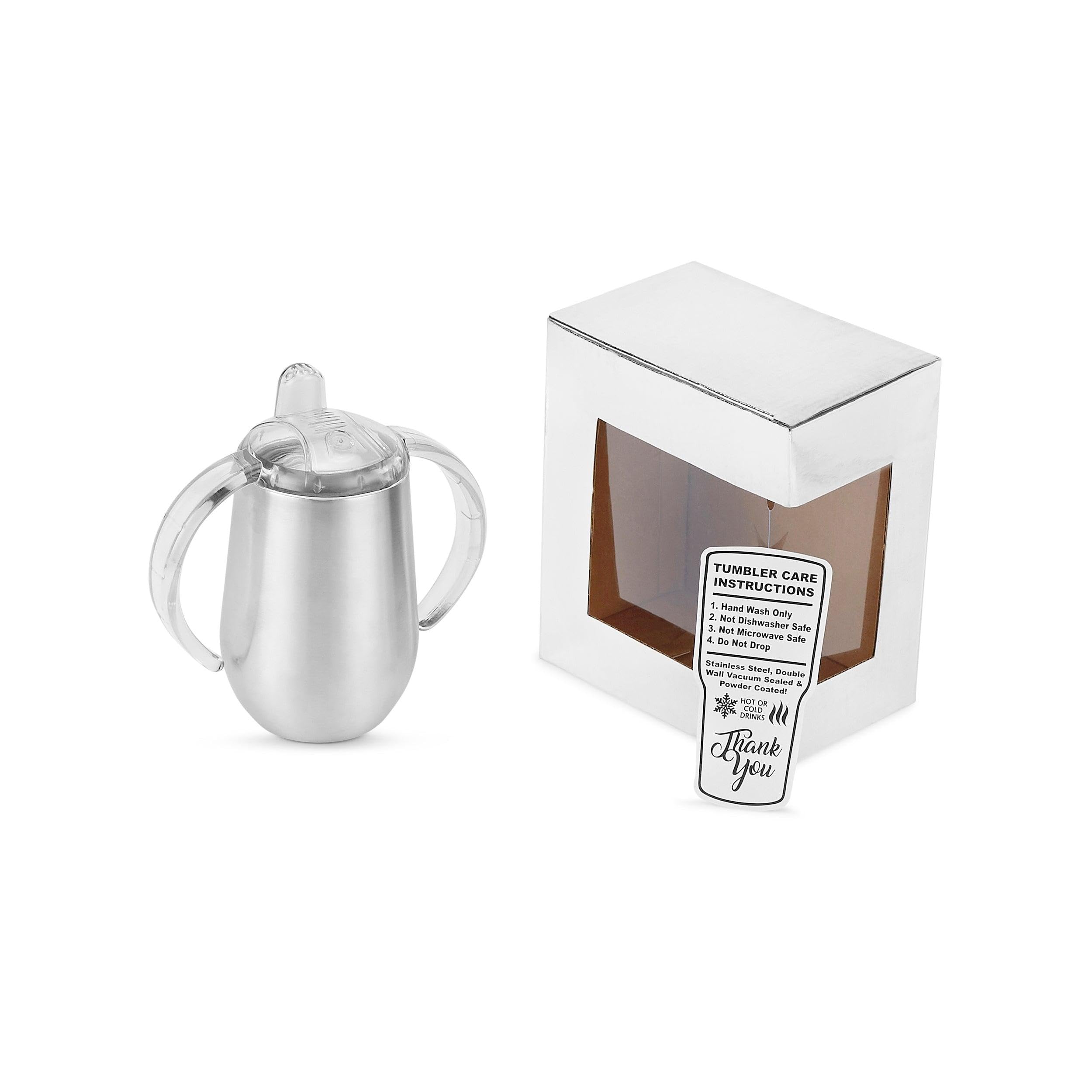 Stainless Steel Sippy Cup Pack of 25 with Clear & Hard Plastic