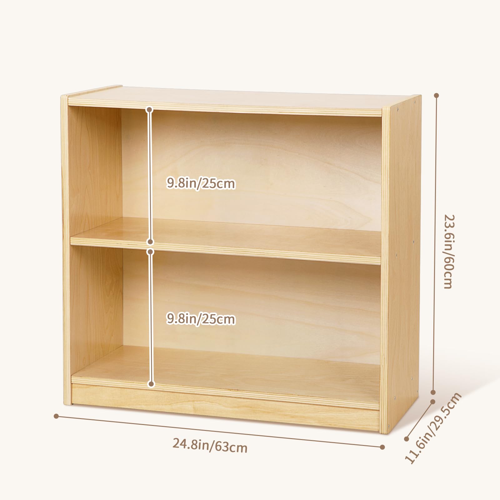 2-Tier Wooden Montessori Storage Shelf for Kids