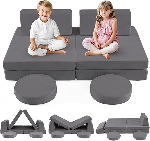 Modular Kids Play Couch, Toddler Sectional Fort Building Sofa for Playroom, Bedroom
