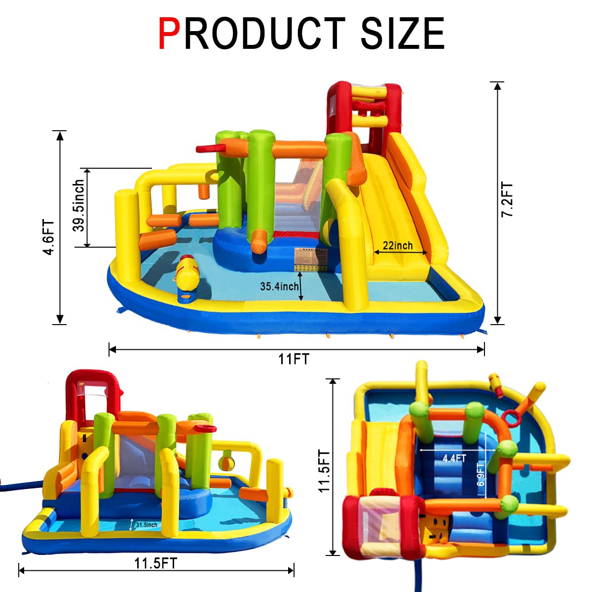 Inflatable Obstacle Bounce House Water Park with Slides and Climbing Wall