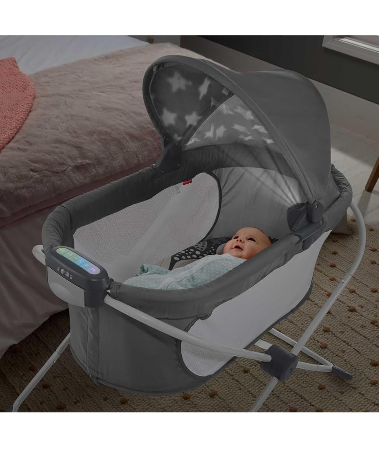 Baby Crib Soothing View Bassinet - Portable Bassinet for Baby Foldable