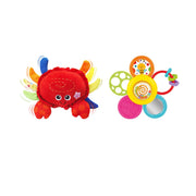 Baby Play Combo: Musical Plush Crab & Interactive Spin, Rattle, and Teether Toy - Fun