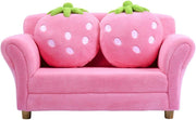 Kids Couch, Double Seat Pink Children's Sofa with 2 Strawberry