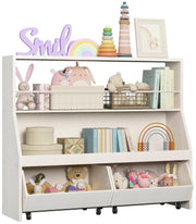 Toy Storage Organizer, Kids Bookshelf with 2 Movable Cubby
