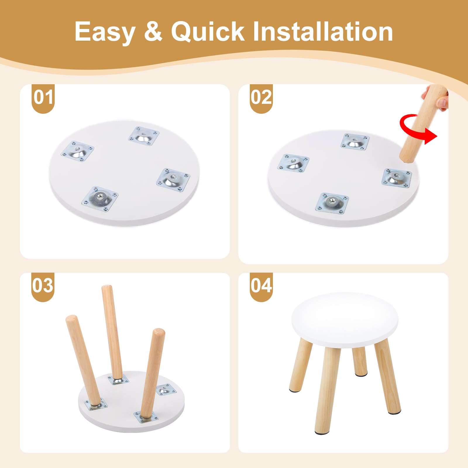 Wooden Step Stool for Kids Natural Anti-Slip 2 Pack