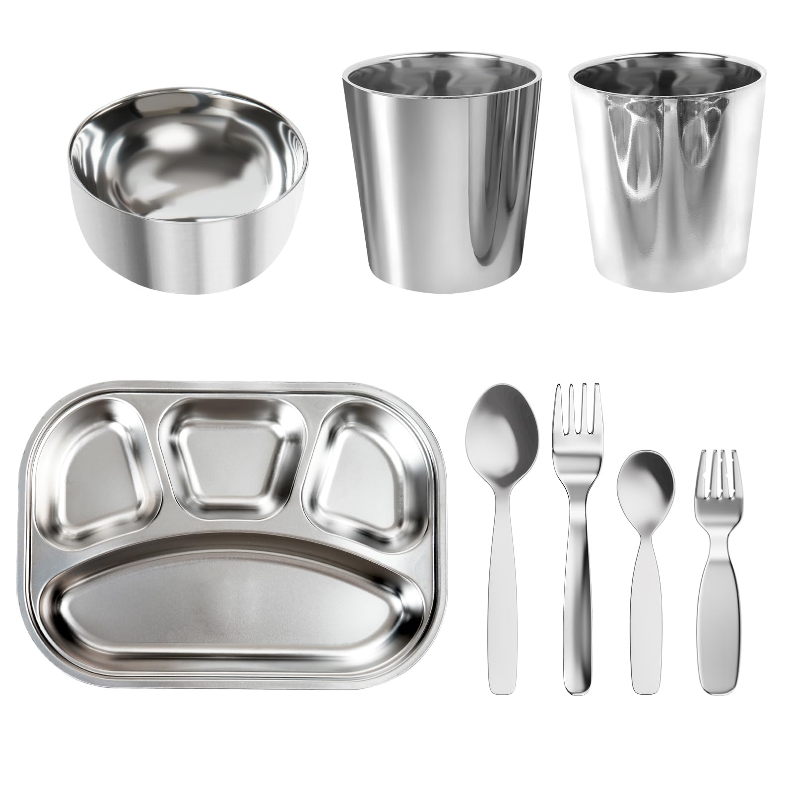 Kids Dinnerware Set 8-Piece | Divided Toddler Plates