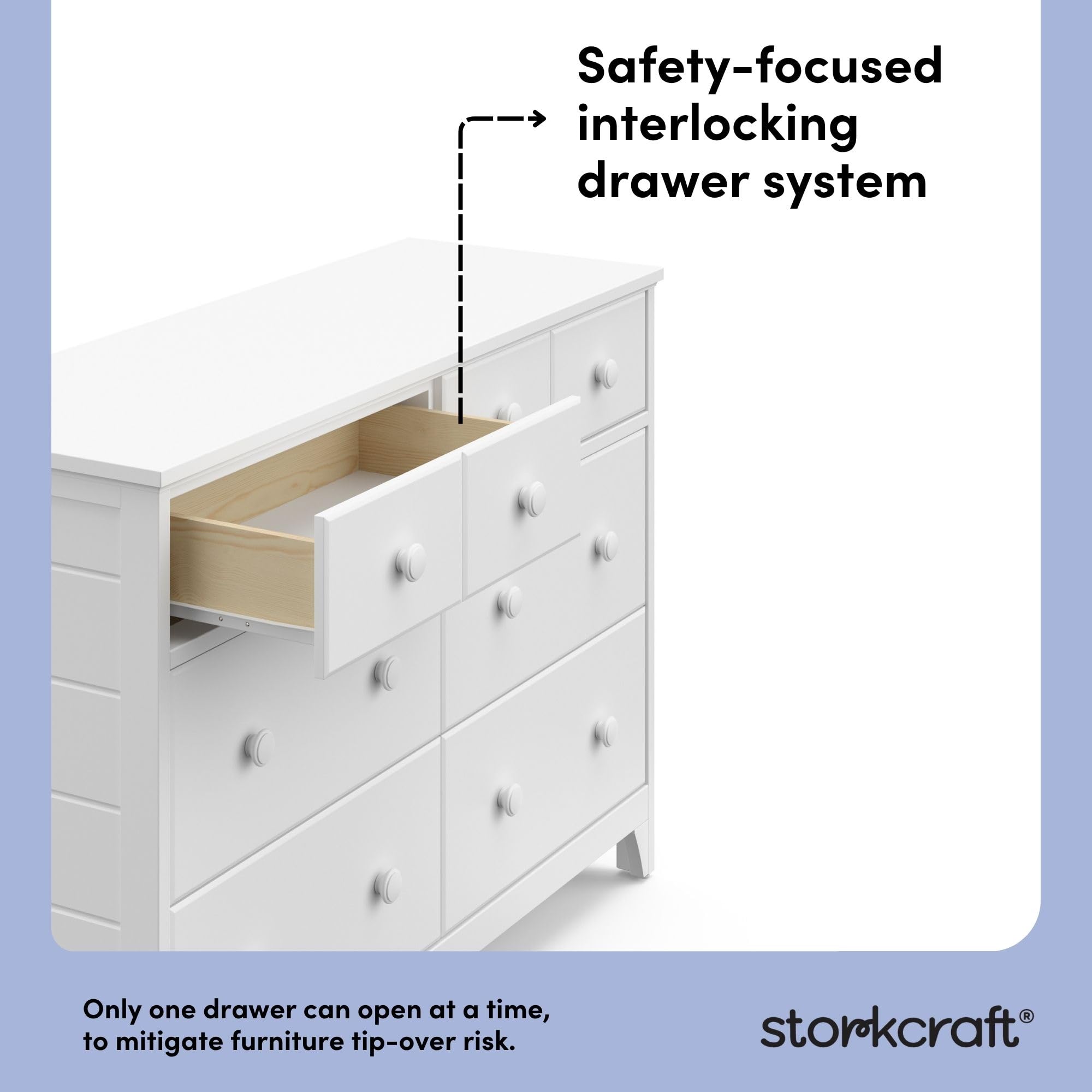 6-Drawer Nursery Dresser with Interlocking Safety System