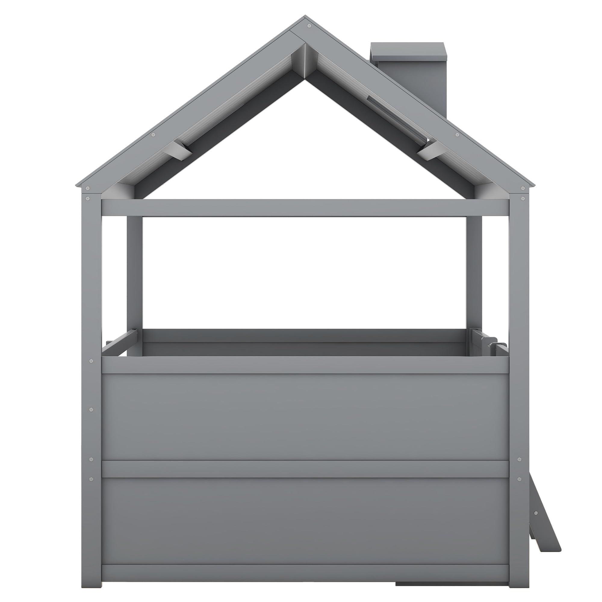 Full Size Wood House Bed Frame with Storage Drawers and Ladder