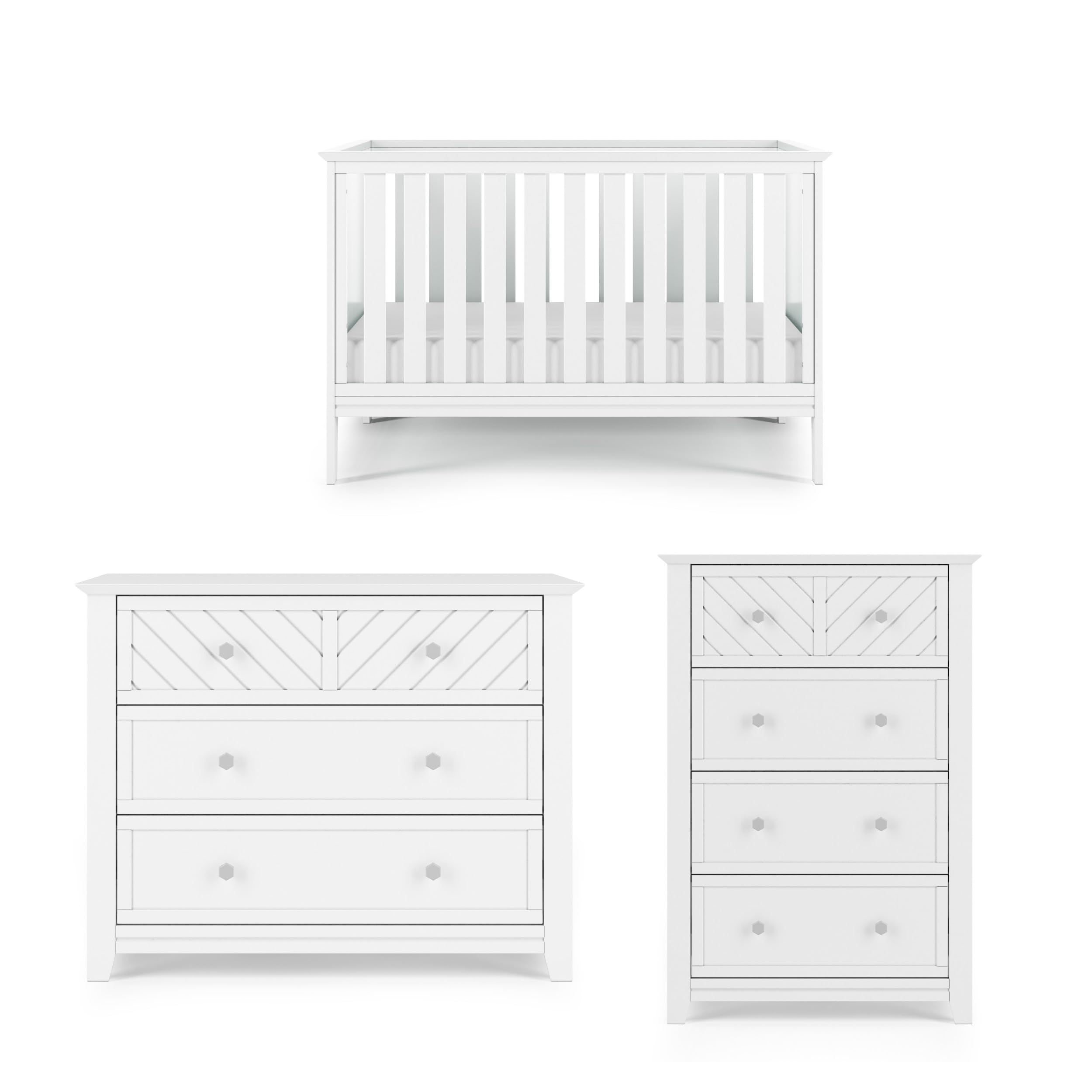 3-Piece Nursery Set with Convertible Crib, Dresser and Chest
