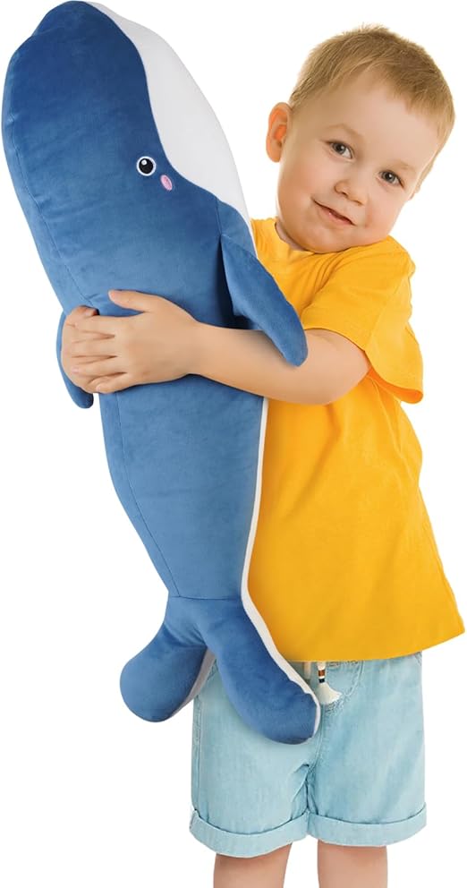 Whale Stuffed Animal Plush - Large Soft Whale Body Pillow, 47.2'