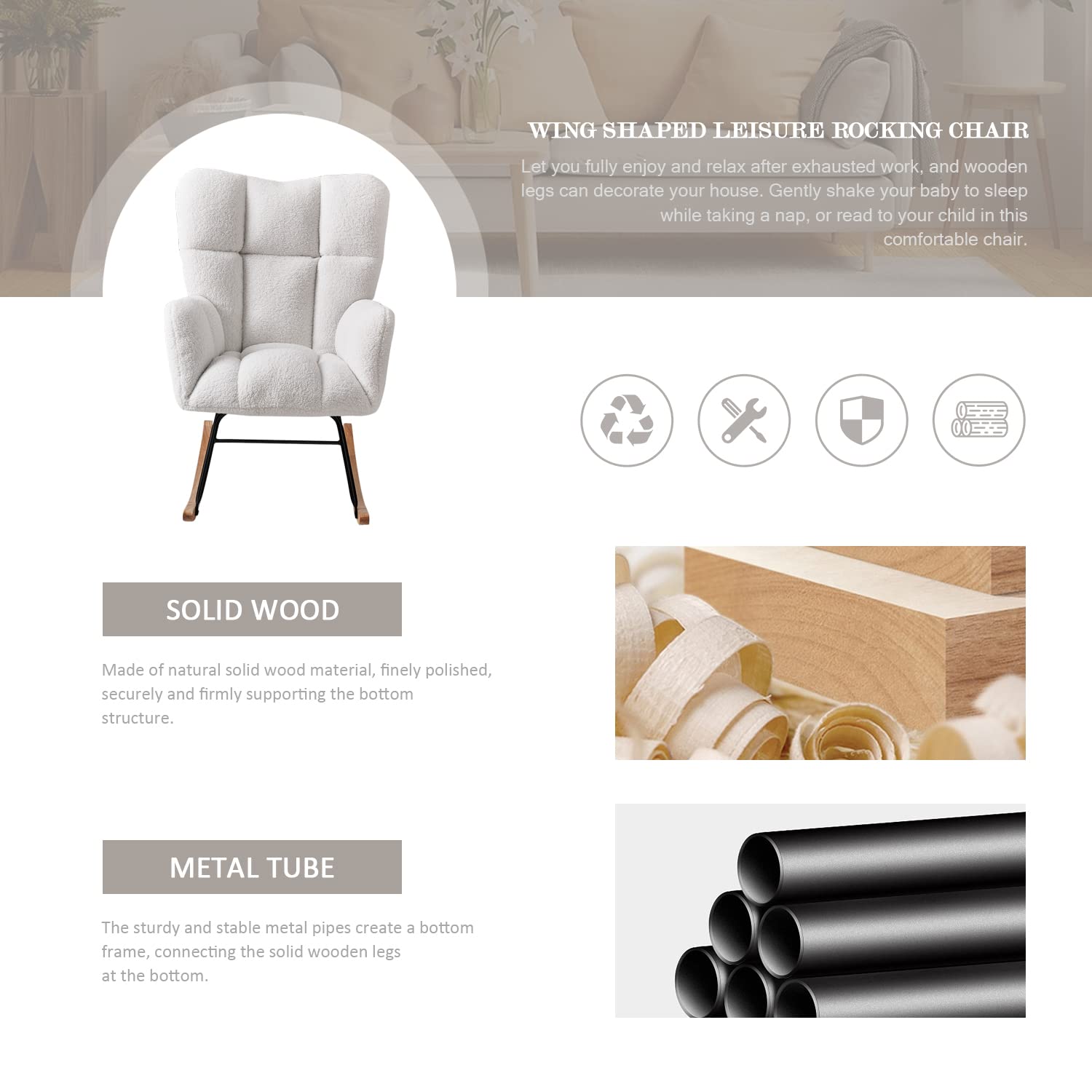 Teddy Upholstered Nursery Glider Rocking Chair