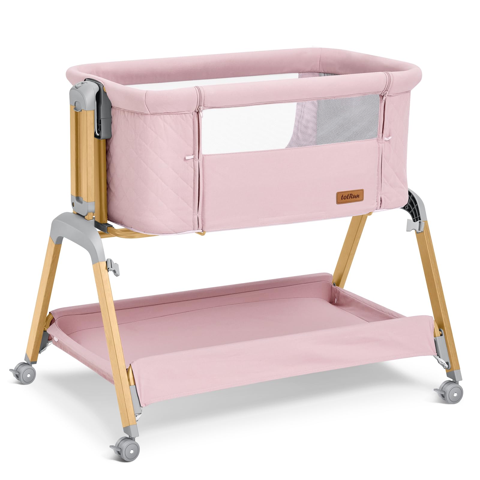Bassinet Bedside Sleeper with 5-Height Adjustable Rocking Feature