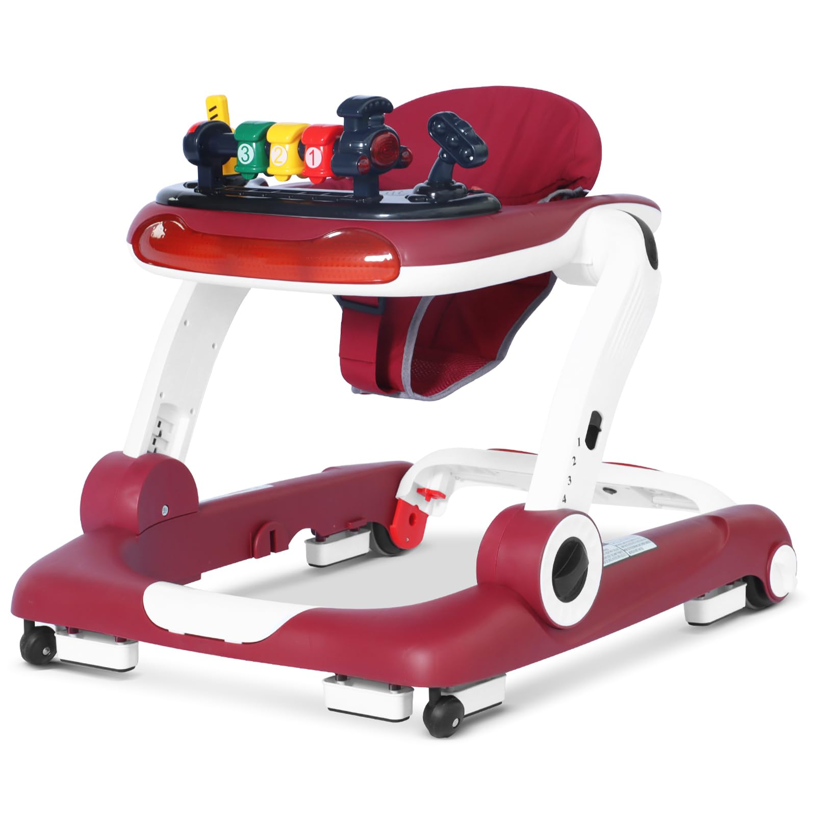 Music and Lights Baby Walker with Wheels, 6 in 1 Baby Activity Center w/Ergonomic