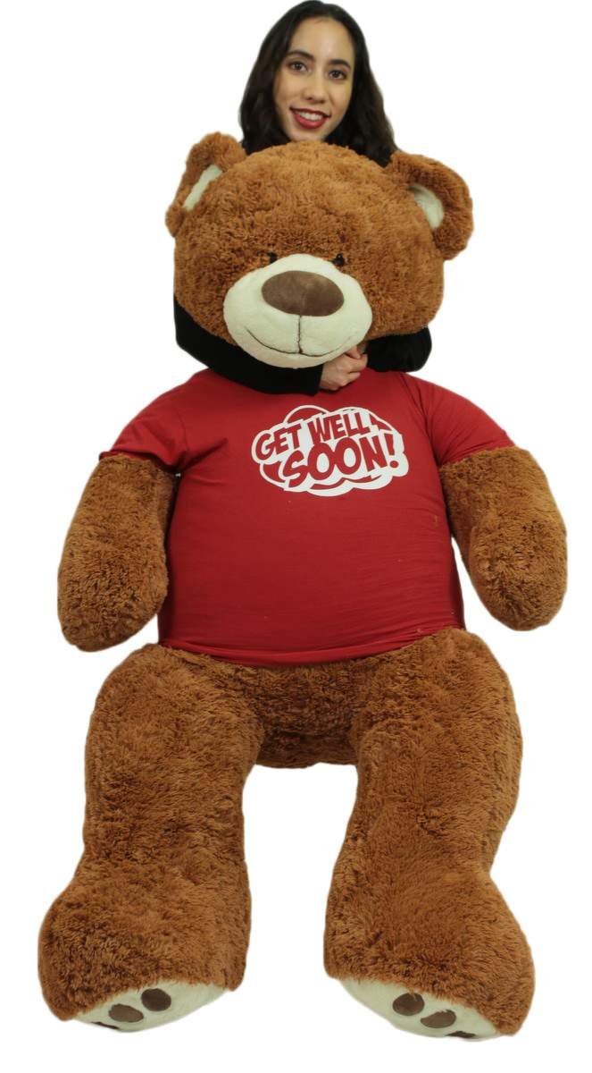 Giant Teddy Bear with Get Well Soon T-Shirt - Huge 5-Foot Plush Teddybear - Stuffed Animal - Loving Gift - OSO de Peluche - Cute Oversized Plushie - Jumbo Bear to Show You Care