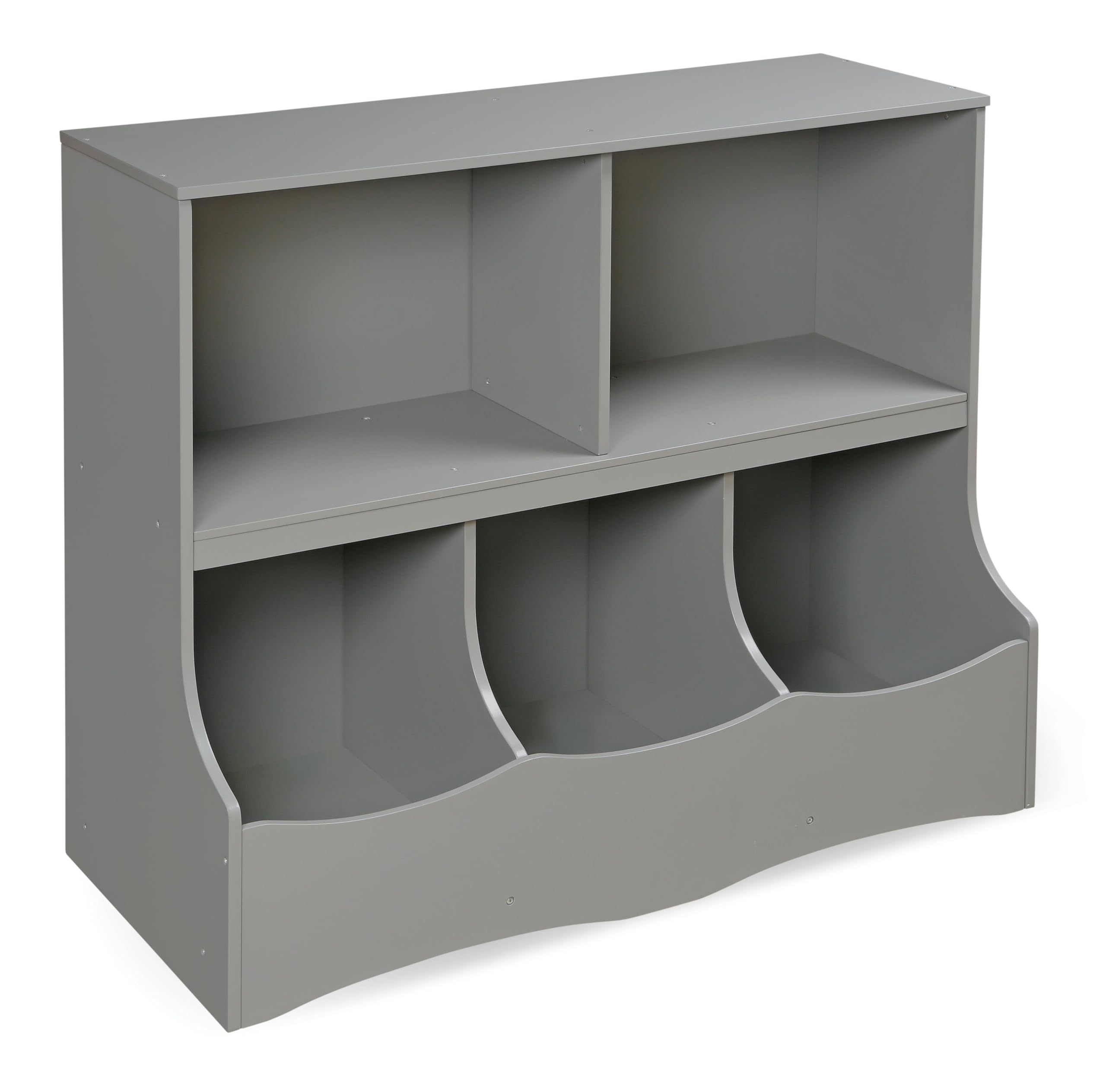 Multi-Bin Storage Cubby for Kids - Toy Organizer with 3 Bins and 2 Shelves