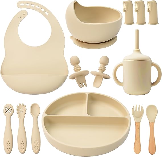 Silicone Baby Feeding Set 14 Pcs,Baby Led Weaning Supplies
