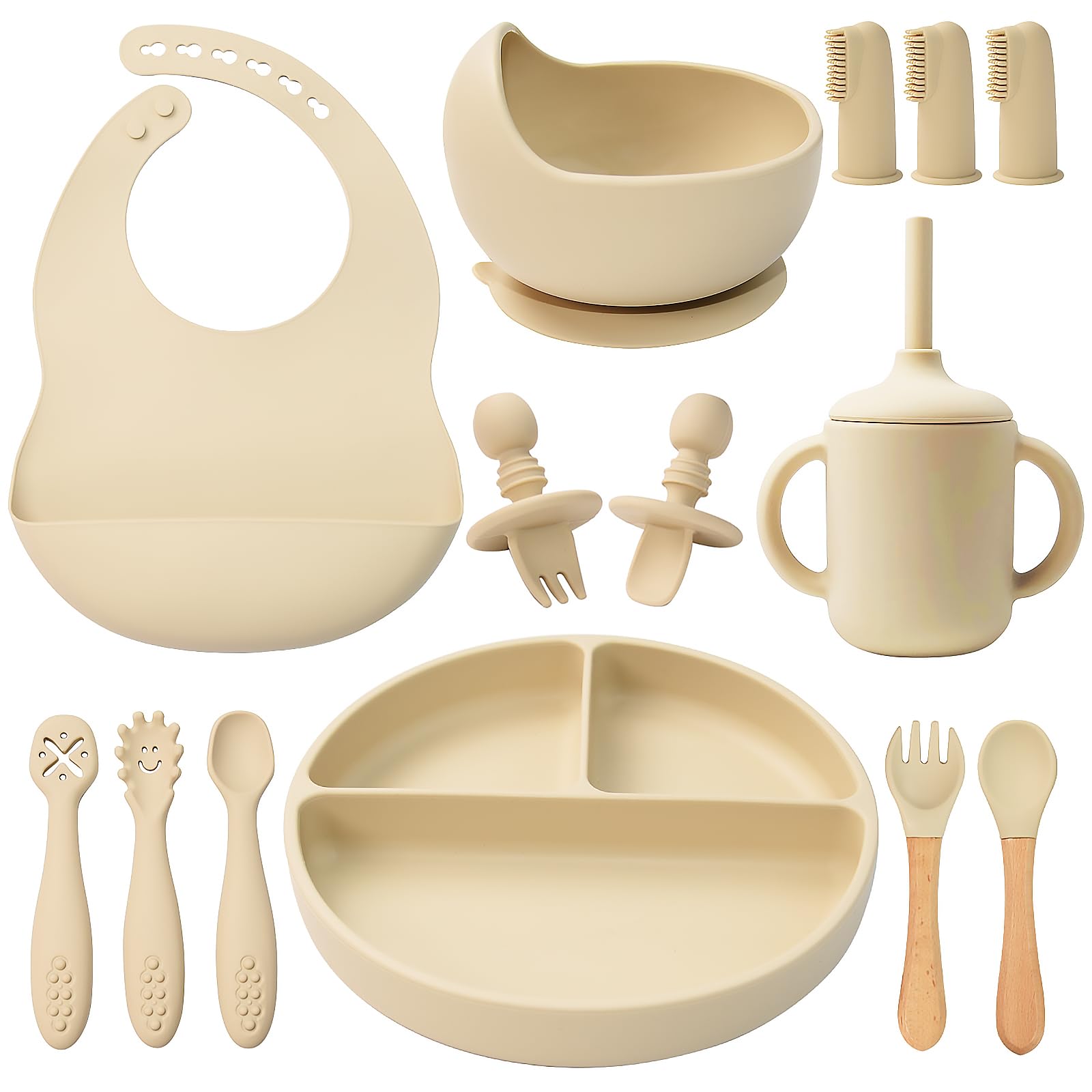 Silicone Baby Feeding Set 14 Pcs,Baby Led Weaning Supplies