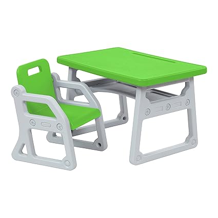 Toddler Plus Desk and Chair, Kids Furniture, Cyan/Light Grey