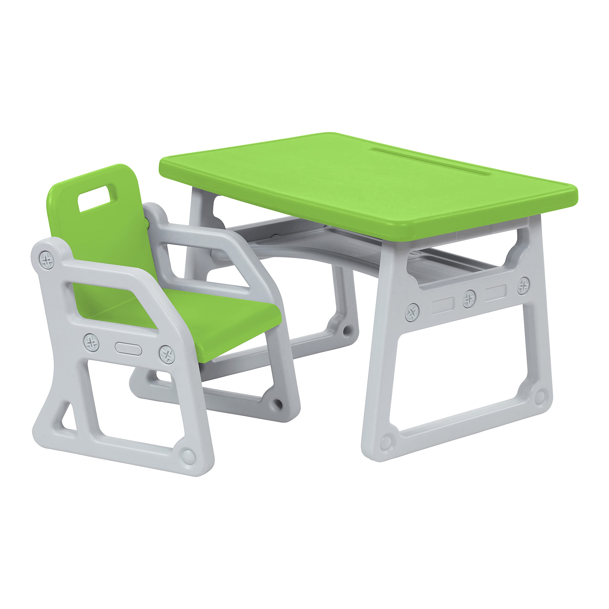 Toddler Plus Desk and Chair, Kids Furniture, Grassy Green/Light Grey