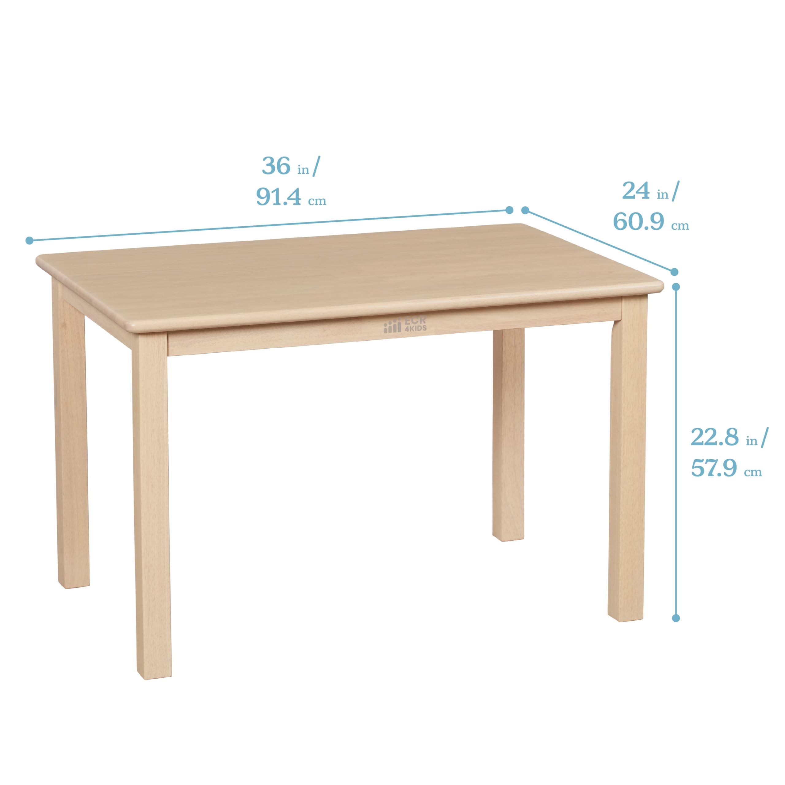 Rectangular Hardwood Table and Chair Set for Kids