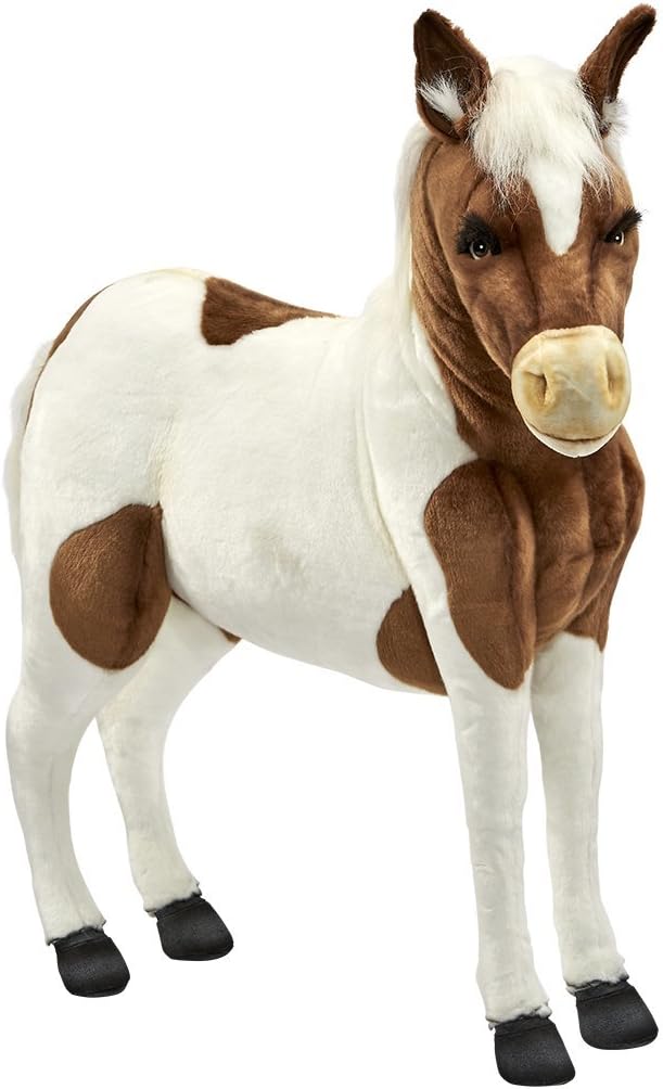 Ride-On Shetland Pony Stuffed Plush Animal, Brown & White
