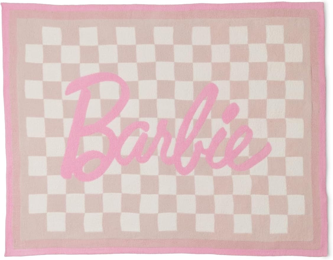 CozyChic® Barbie Checkered Throw, Barbie Pink Multi, 54"x72"