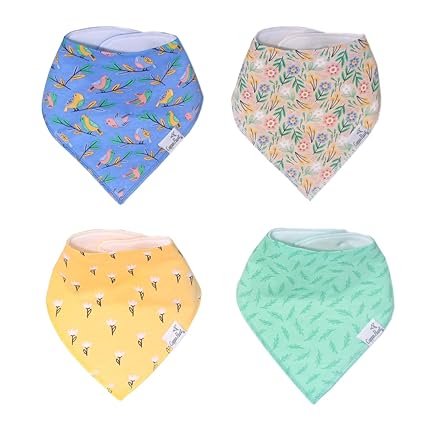 4 Pack Soft Cotton Baby Bibs for Drooling and Teething