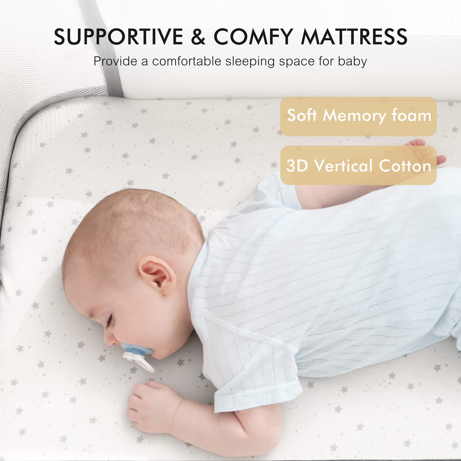 3-in-1 Bedside Bassinet with Adjustable Height