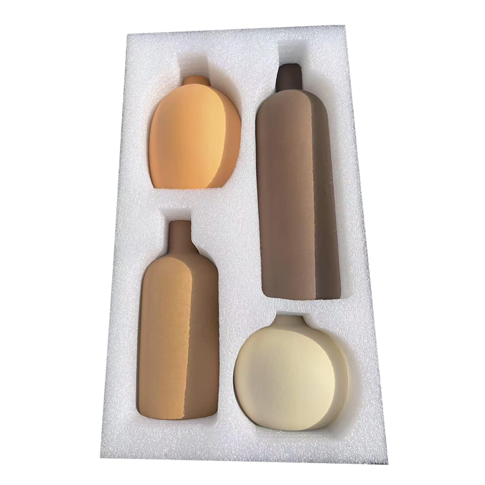 Ceramic Neutral Vase Set of 4 for Farmhouse Home Decor